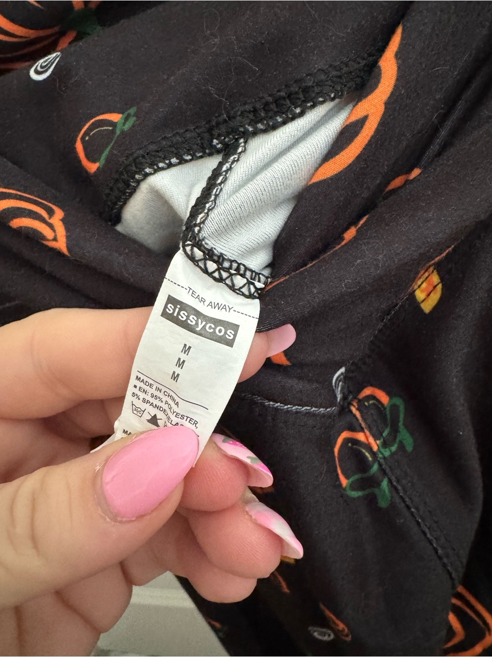 Women's Black Pumpkin Print Leggings - Picture 3 of 3